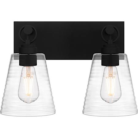 Quoizel Dacosta 2 Light 15" Wide Bathroom Vanity Light with Ribbed Glass Shades Earth Black
