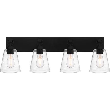 Quoizel Dacosta 4 Light 33" Wide Bathroom Vanity Light with Ribbed Glass Shades Earth Black
