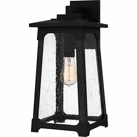 Quoizel Drescher 18" Tall Outdoor Wall Sconce with Seedy Glass Shade Matte Black