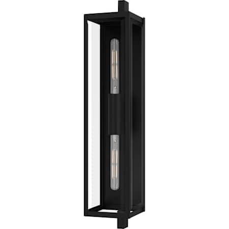 Quoizel Dale 2 Light 32" Tall Outdoor Wall Sconce with Clear Glass Shade Matte Black