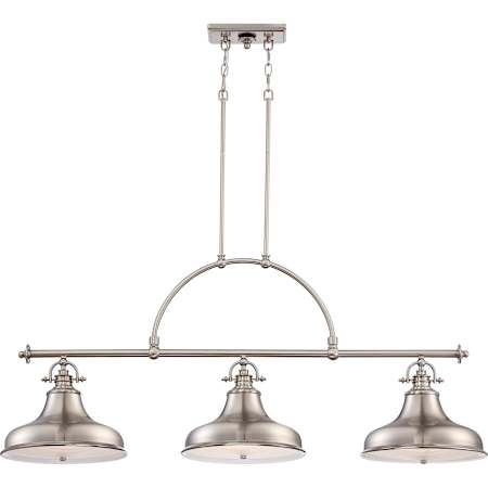 Quoizel Emery 3 Light 52-1/2" Wide Linear Chandelier with Metal Warehouse Shades Brushed Nickel