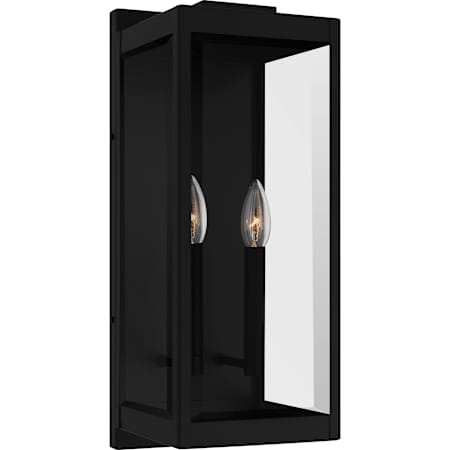 Quoizel Eastover 2 Light 19" Tall Outdoor Wall Sconce with Clear Glass Shade Earth Black