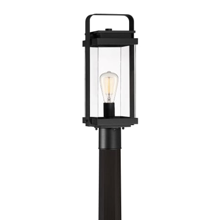 Quoizel Exhibit Single Light 19-1/2" Tall Outdoor Single Head Post Light with Clear Glass Shade Earth Black