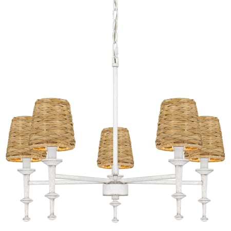 Quoizel Flannery 5 Light 26" Wide Chandelier with Natural Seagrass Shades Antique White