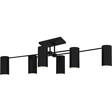 Quoizel Foreland 6 Light 50" Wide Semi-Flush Linear Ceiling Fixture / Converts to Pendant Matte Black