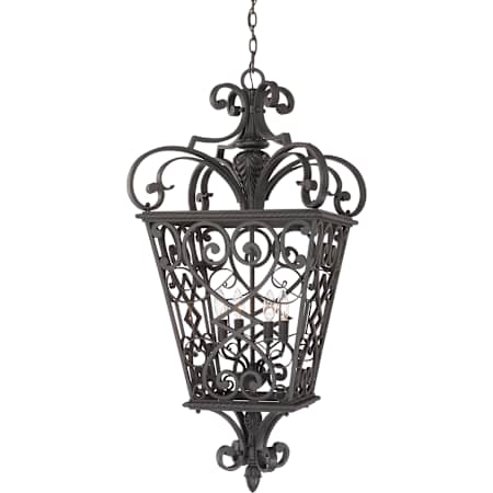 Quoizel Fort Quinn 4 Light 19" Wide Outdoor Foyer Pendant with Metal Lantern Shade Marcado Black