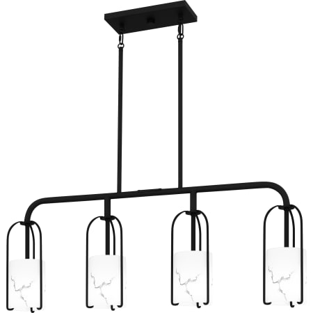 Quoizel Fairbanks 4 Light 37" Wide Linear Chandelier with Alabaster Glass Shades Matte Black