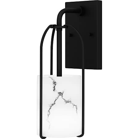 Quoizel Fairbanks 14" Tall Wall Sconce with Alabaster Glass Shade Matte Black