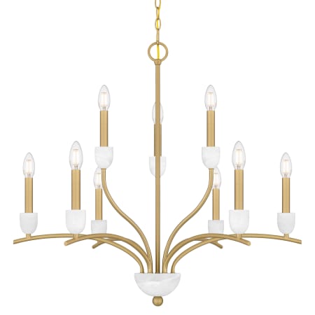 Quoizel Frida 9 Light 32" Wide Taper Candle Style Chandelier Aged Brass