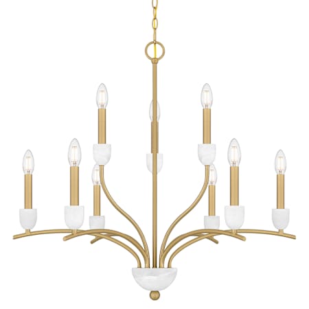 Quoizel Frida 9 Light 32" Wide Taper Candle Style Chandelier Aged Brass