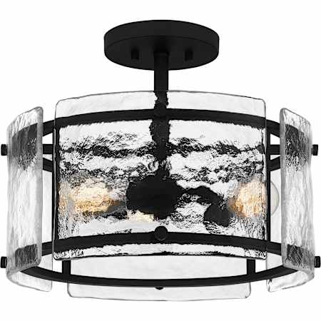 Quoizel 3 Light 16" Wide Semi-Flush Drum Ceiling Fixture Earth Black