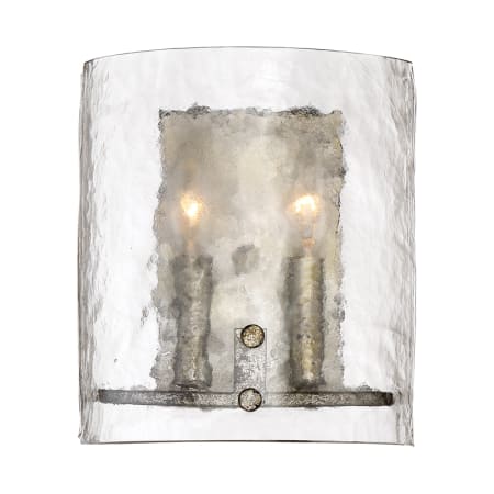 Quoizel Fortress 2 Light 10" Tall Wall Sconce with a Glass Shade Mottled Silver