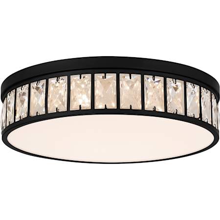 Quoizel Gibson 15" Wide LED Flush Mount Drum Crystal Ceiling Fixture Matte Black