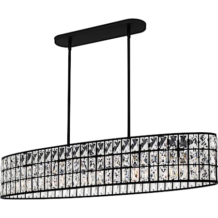 Quoizel Gibson 5 Light 42" Wide Crystal Linear Chandelier Matte Black