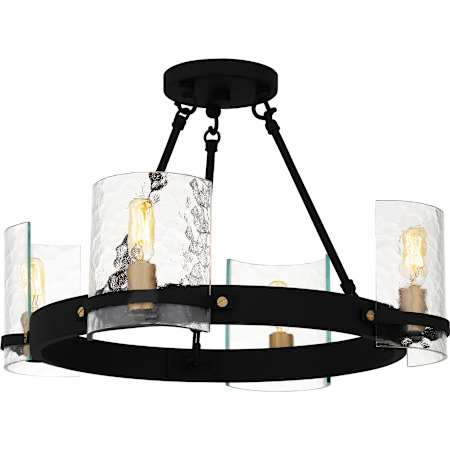 Quoizel Gloucester 4 Light 20" Wide Semi-Flush Ceiling Fixture / Converts to Pendant Matte Black