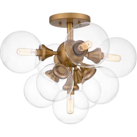 Quoizel Glinda 5 Light 20" Wide Semi-flush Ceiling Fixture Brushed Weathered Brass