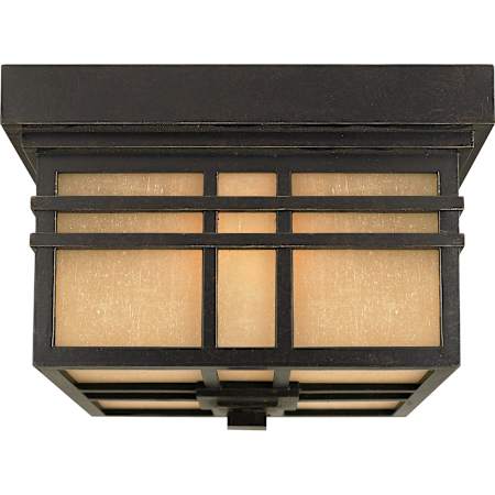 Quoizel Hillcrest 2 Light 12" Wide Outdoor Ceiling Fixture with Opaque Linen Glass Imperial Bronze