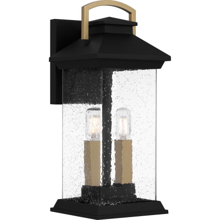 Quoizel Henderson 2 Light 16" Tall Outdoor Wall Sconce with Seedy Glass Shade Earth Black
