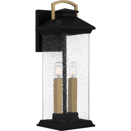 Quoizel Henderson 2 Light 19" Tall Outdoor Wall Sconce with Seedy Glass Shade Earth Black