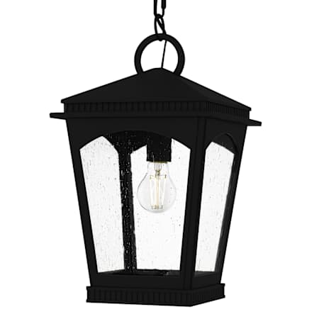 Quoizel Huck 10" Wide Outdoor Mini Pendant with Seedy Glass Shade Earth Black