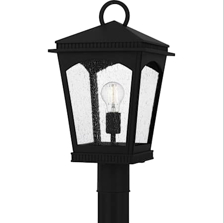 Quoizel Huck 19" Tall Post Light with Seedy Glass Shade Earth Black