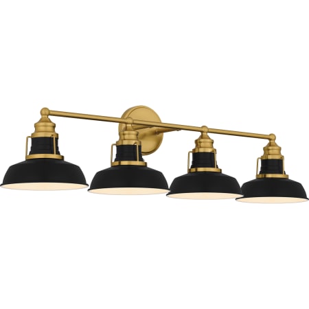 Quoizel Huxley 4 Light 35" Wide Bathroom Vanity Light Aged Brass