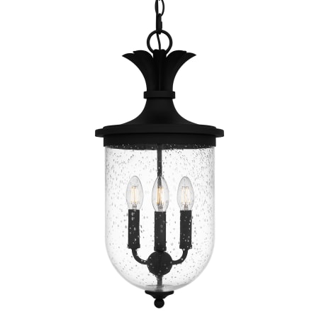 Quoizel Havana 3 Light 10" Wide Taper Candle Outdoor Mini Pendant with Seedy Glass Shade Earth Black