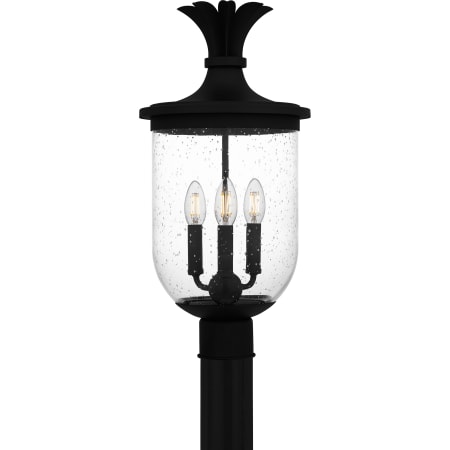 Quoizel Havana 3 Light 21" Tall Outdoor Post Light with Seedy Glass Shade Earth Black