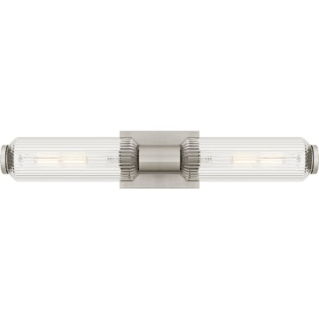 Quoizel Hawes 2 Light 24" Wide Bath Bar with Ribbed Glass Shades Brushed Nickel