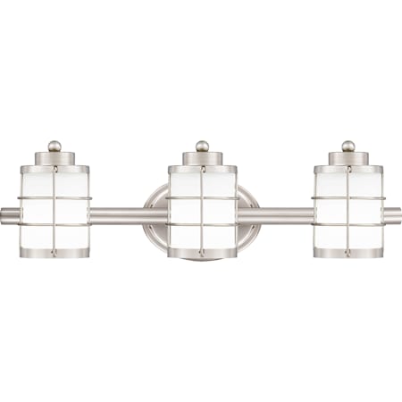 Quoizel Hazlett 3 Light 23" Wide Vanity Light with Frosted Glass Shades Brushed Nickel