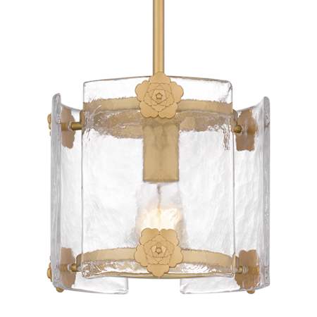 Quoizel Jolie 9" Wide Mini Pendant with Textured Glass Shade Light Gold