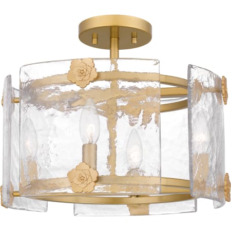 Quoizel Jolie 4 Light 16" Wide Semi-Flush Drum Ceiling Fixture with Textured Glass Shade Light Gold