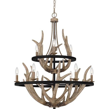 Quoizel Journey 9 Light 32" Wide Antler Candle Style Chandelier Earth Black