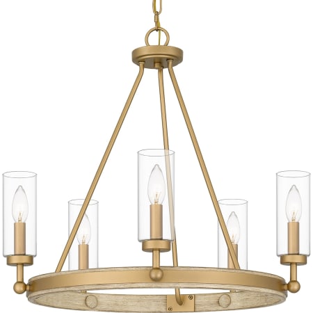 Quoizel 5 Light 24" Wide Pillar Candle Style Chandelier Nouveau Painted Weathered Brass