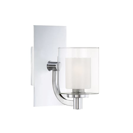 Quoizel Kolt Single Light 5" Wide LED Bathroom Sconce with Outer Clear Glass and Heavy Sand Blast Inner Glass Polished Chrome