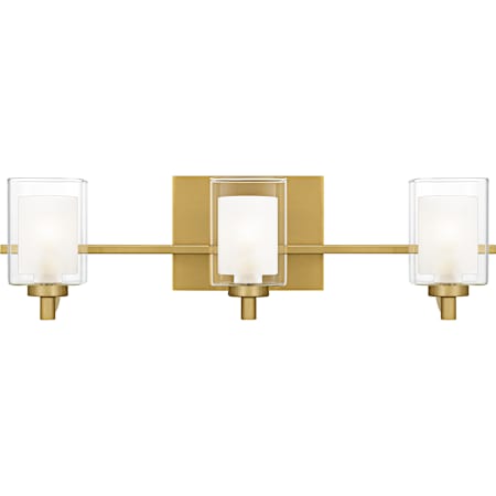 Quoizel Kolt 3 Light 21" Wide LED Bathroom Vanity Light with Outer Clear Glass and Heavy Sand Blast Inner Glass Brushed Gold