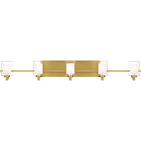 Quoizel Kolt 5 Light 42" Wide LED Bathroom Vanity Light with Outer Clear Glass and Heavy Sand Blast Inner Glass Brushed Gold