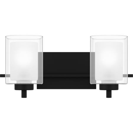 Quoizel Kolt 2 Light 17" Wide Vanity Light with Clear and Frosted Glass Shades Matte Black