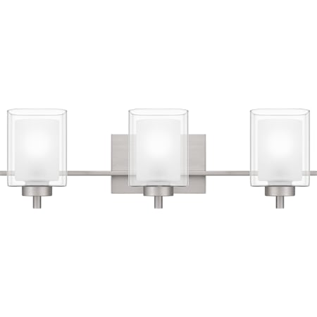 Quoizel Kolt 3 Light 26" Wide Vanity Light with Clear and Frosted Glass Shades Brushed Nickel