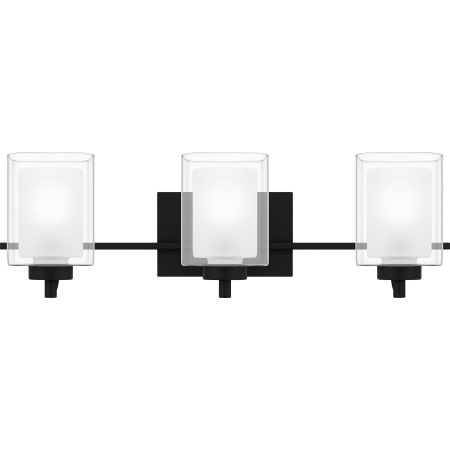 Quoizel Kolt 3 Light 26" Wide Vanity Light with Clear and Frosted Glass Shades Matte Black