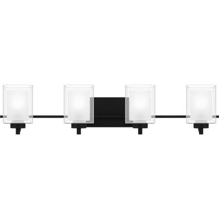 Quoizel Kolt 4 Light 36" Wide Vanity Light with Clear and Frosted Glass Shades Matte Black