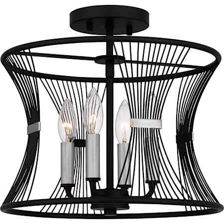 Quoizel Leiland 4 Light 14" Wide Semi-flush Ceiling Fixture Matte Black