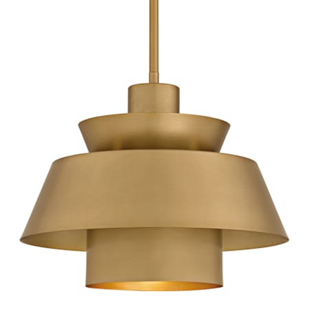 Quoizel Lumi 14" Wide Pendant with Layered Metal Shade Brushed Weathered Brass