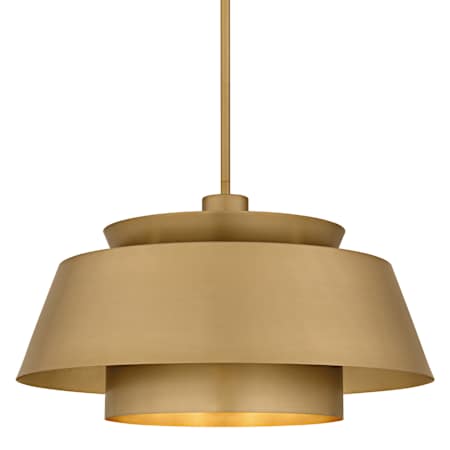 Quoizel Lumi 3 Light 24" Wide Pendant with Layered Metal Shade Brushed Weathered Brass
