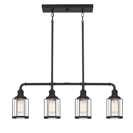 Quoizel Ludlow 4 Light 34" Wide Linear Chandelier with Clear Glass Shades Earth Black