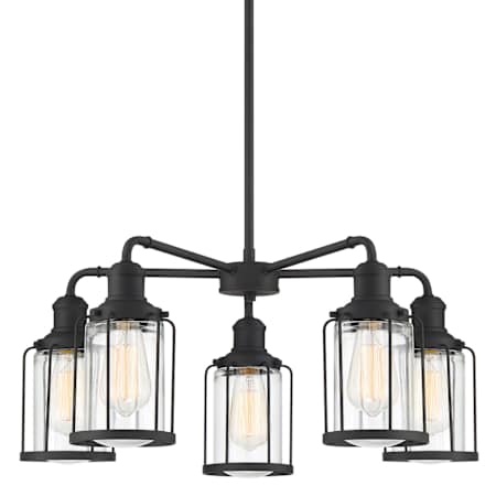 Quoizel Ludlow 5 Light 25" Wide Chandelier with Clear Glass Shades Earth Black