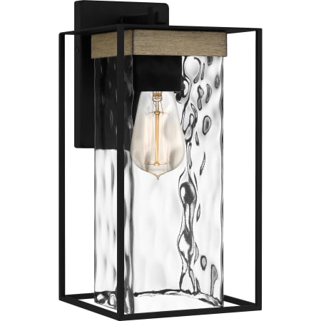 Quoizel Longwood 14" Tall Wall Sconce with Hammered Glass Shade Matte Black