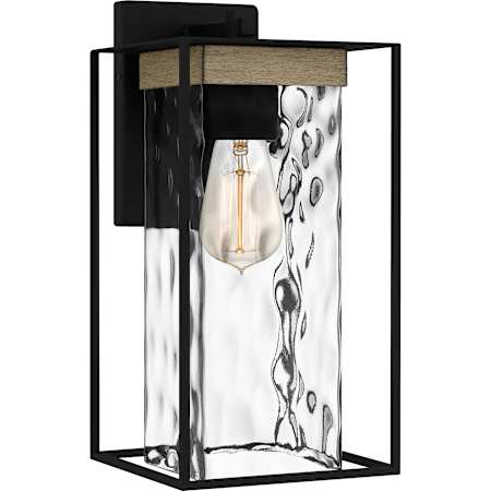 Quoizel Longwood 14" Tall Wall Sconce with Hammered Glass Shade Matte Black