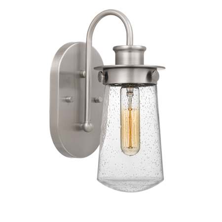 Quoizel Lewiston Single Light 4-3/4" Wide Bathroom Sconce with Seeded Glass Shade Brushed Nickel