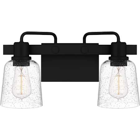 Quoizel Lydia 2 Light 16" Wide Vanity Light with Seedy Glass Shades Matte Black